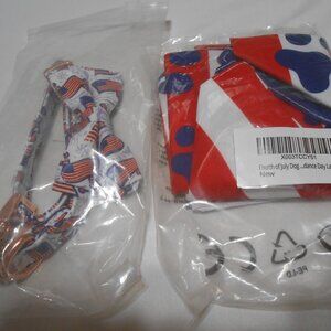 NEW LOT UNISEX PET BANDANA COLLAR & BOWTIE 4TH OF JULY LABOR DAY THANKSPAW SETS